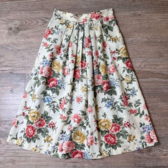 Alli Petites Dresses & Skirts - Alli Petites Of California Womens Multicolor Floral Pleated A-Line Skirt Size 12